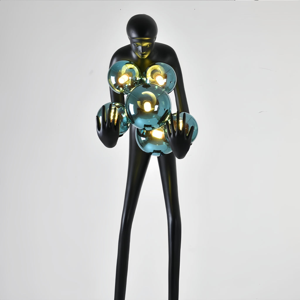 71''modern Human Art Sculpture Shaped Novelty Floor Lamp Hugger Color Ball