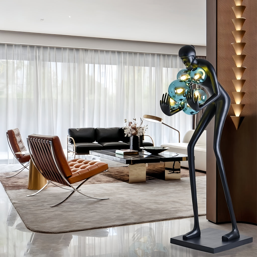 71''modern Human Art Sculpture Shaped Novelty Floor Lamp Hugger Color Ball