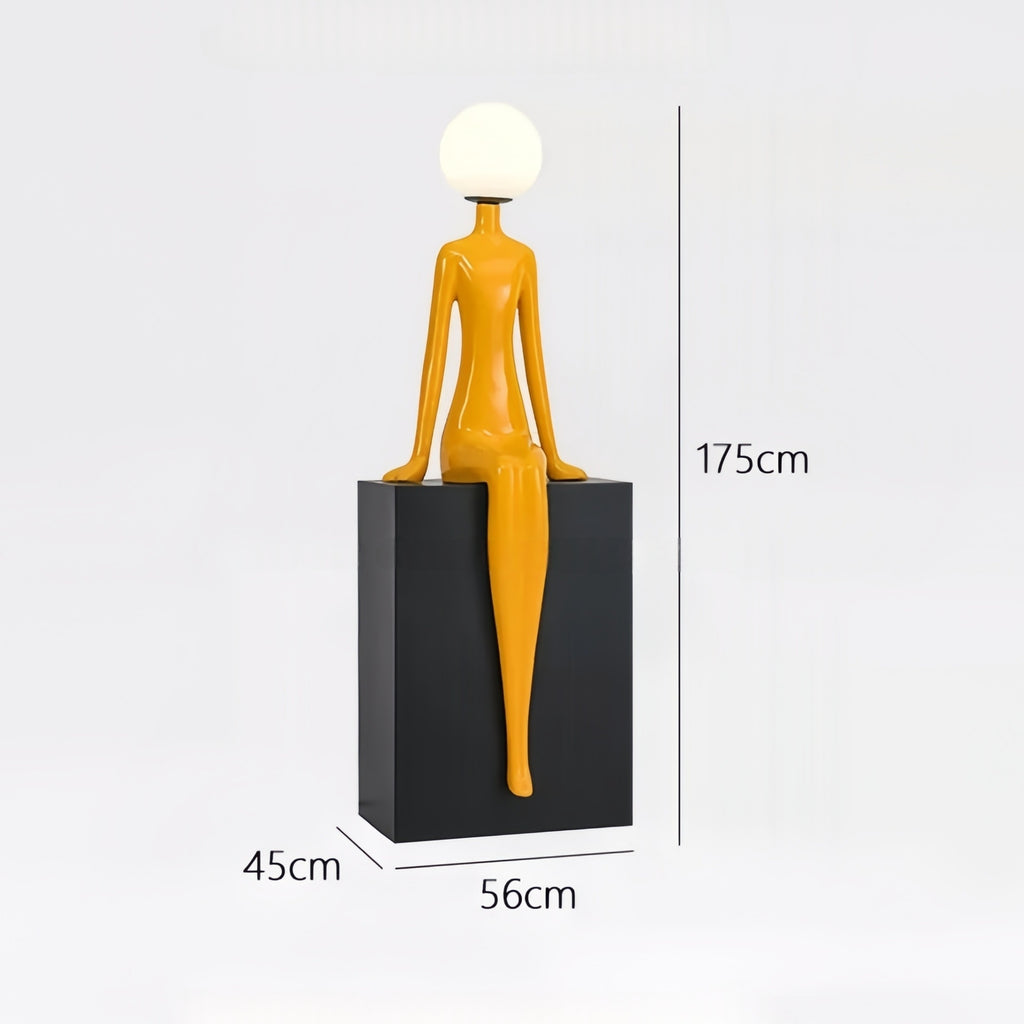 Sitting posture statue floor lamp