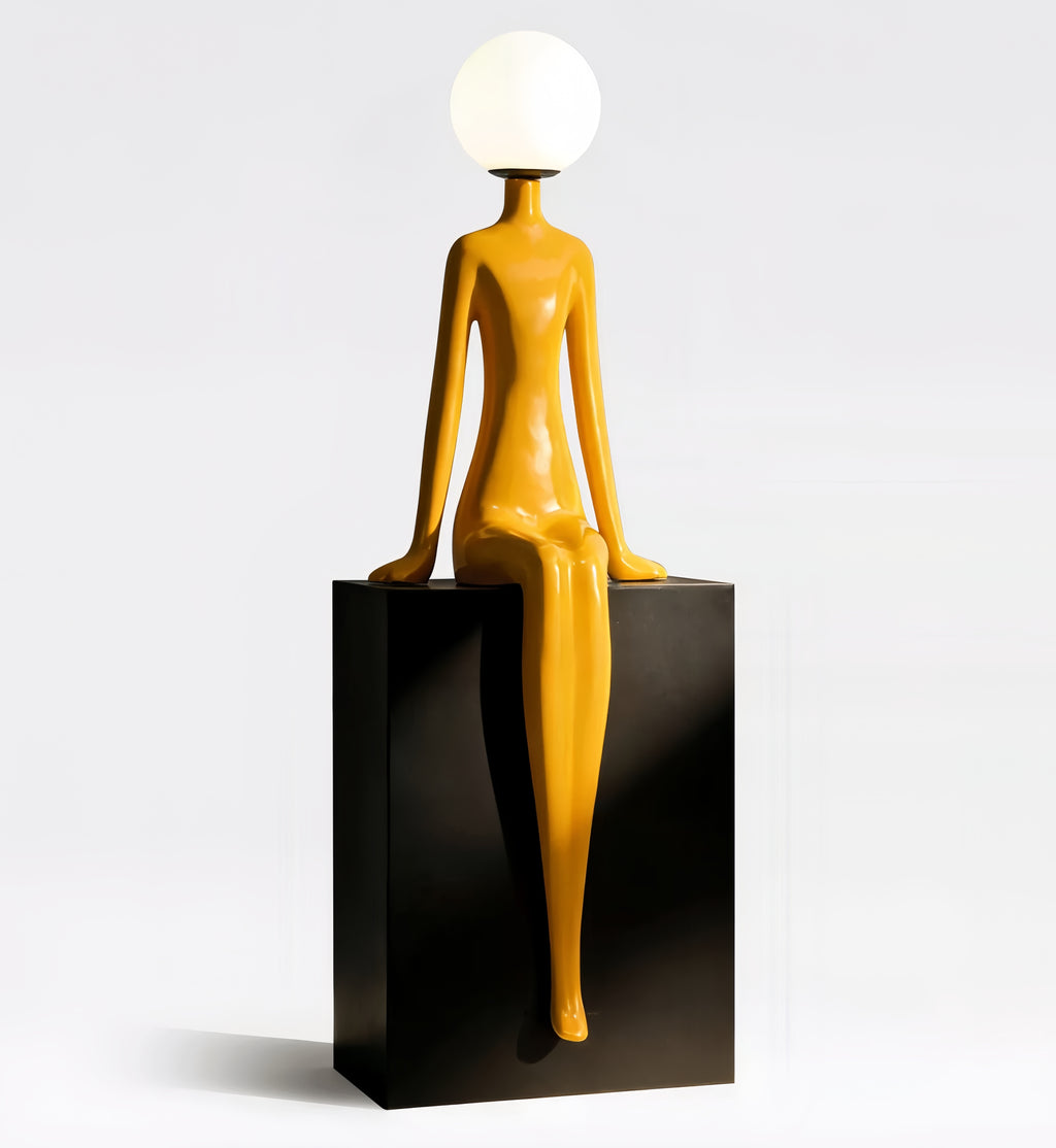 Sitting posture statue floor lamp