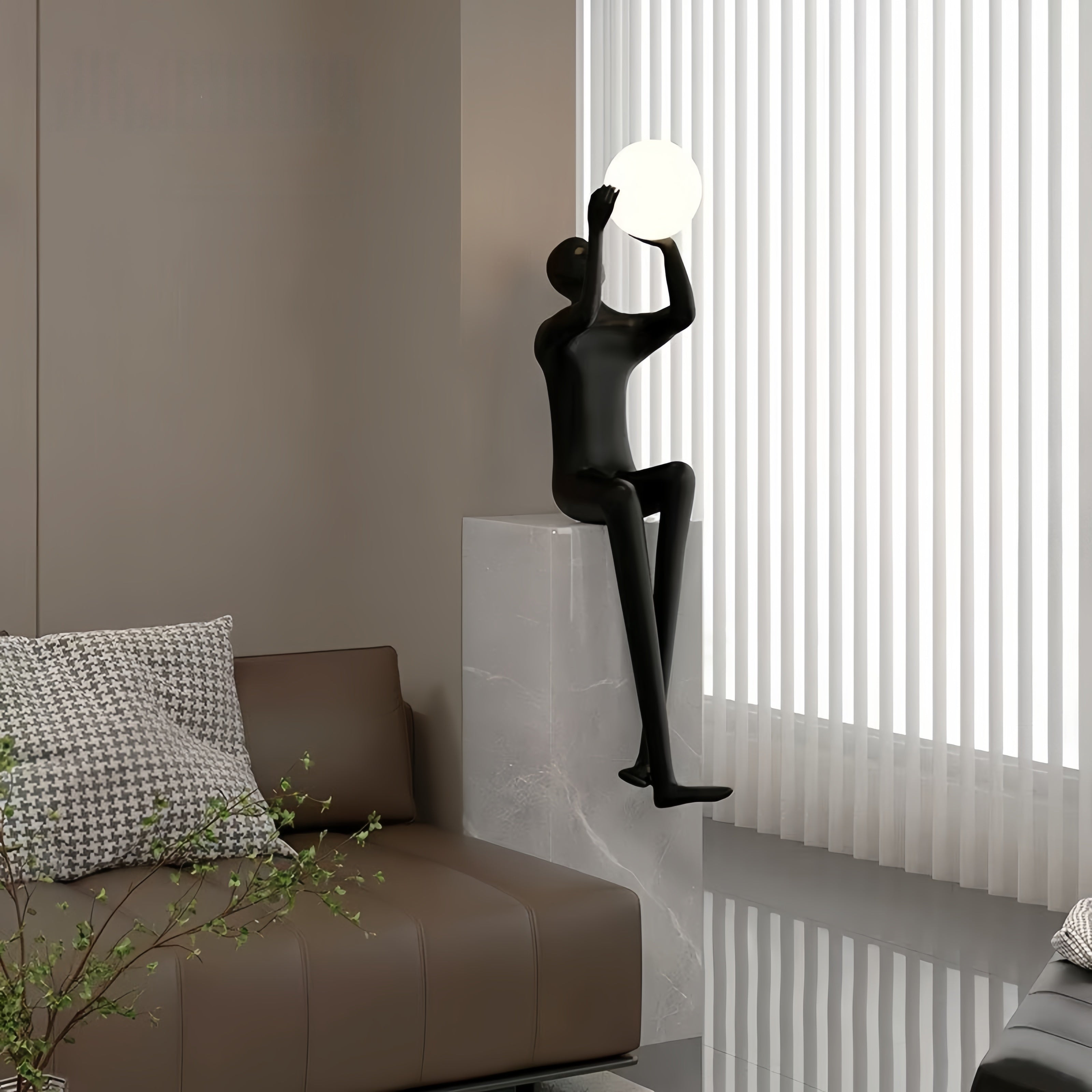 Hand held ball sitting posture statue floor lamp
