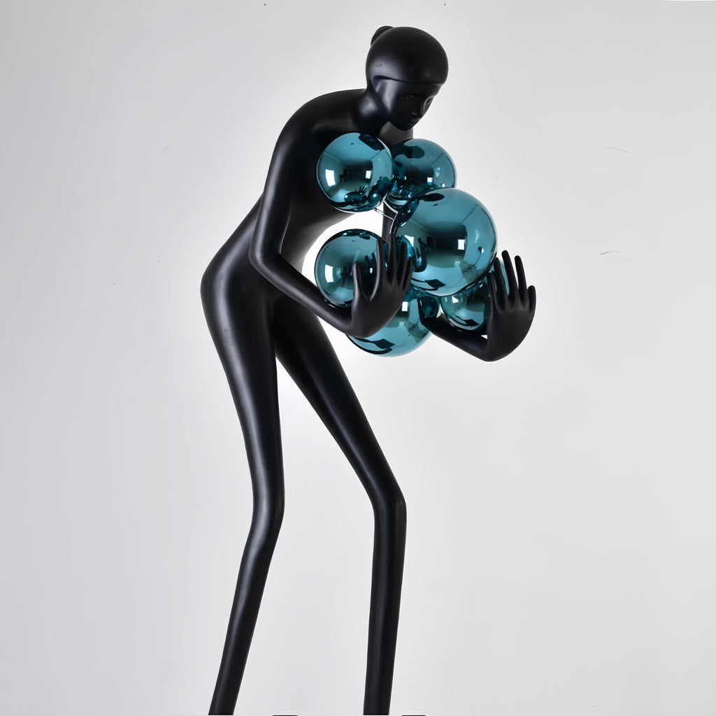 71''modern Human Art Sculpture Shaped Novelty Floor Lamp Hugger Color Ball