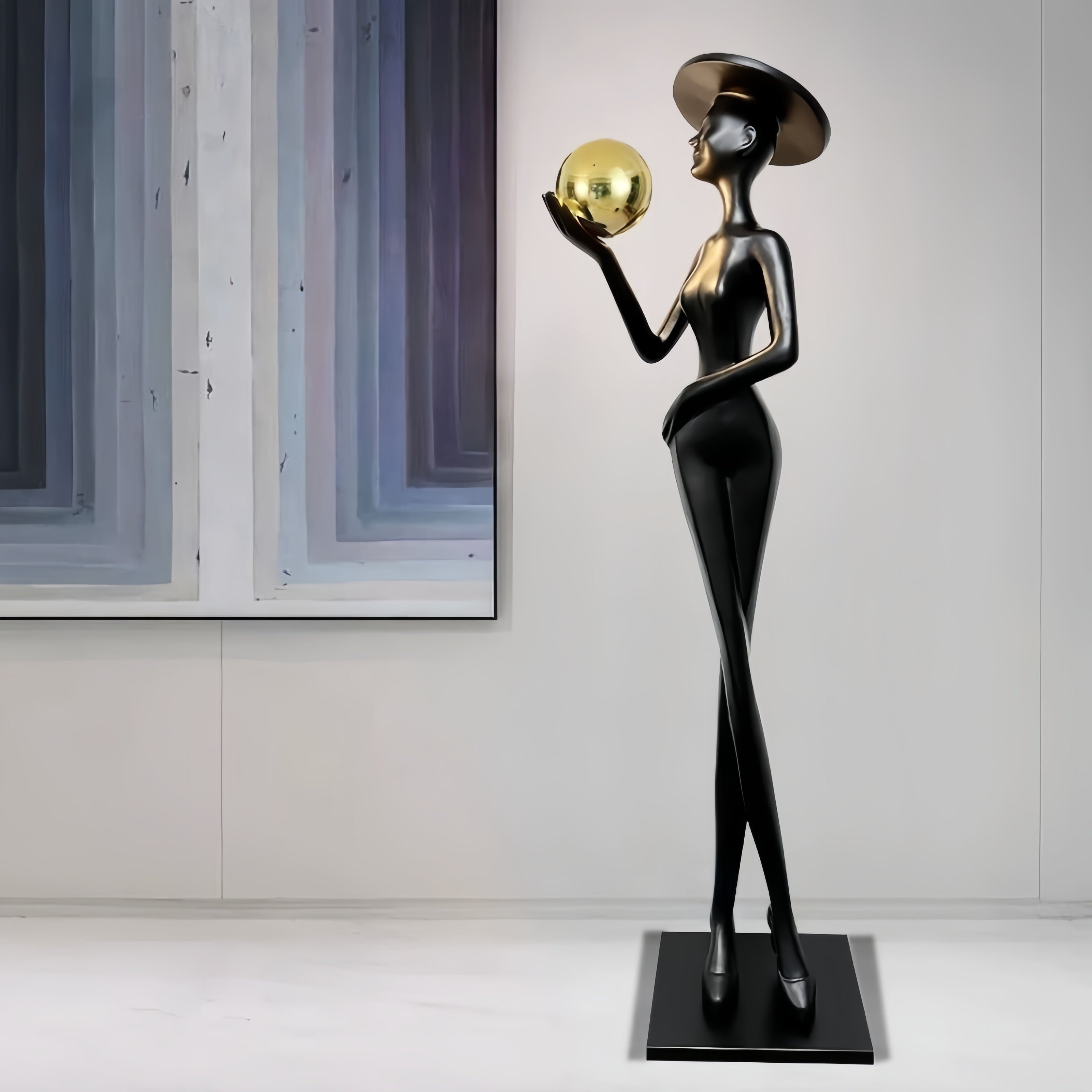Hat Girl Sculpture Floor Lamp