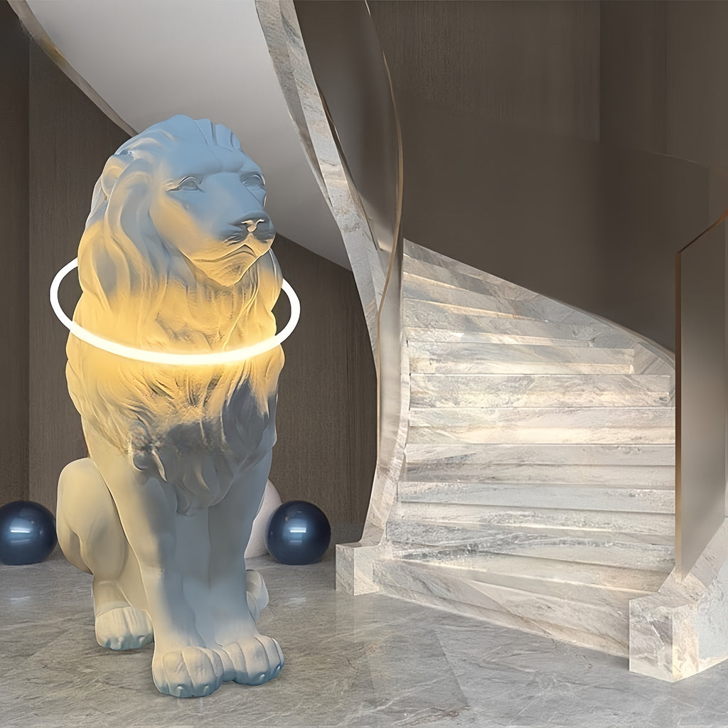 53.2'' Stand Lion Sculpture With Led Novelty Floor Lamp