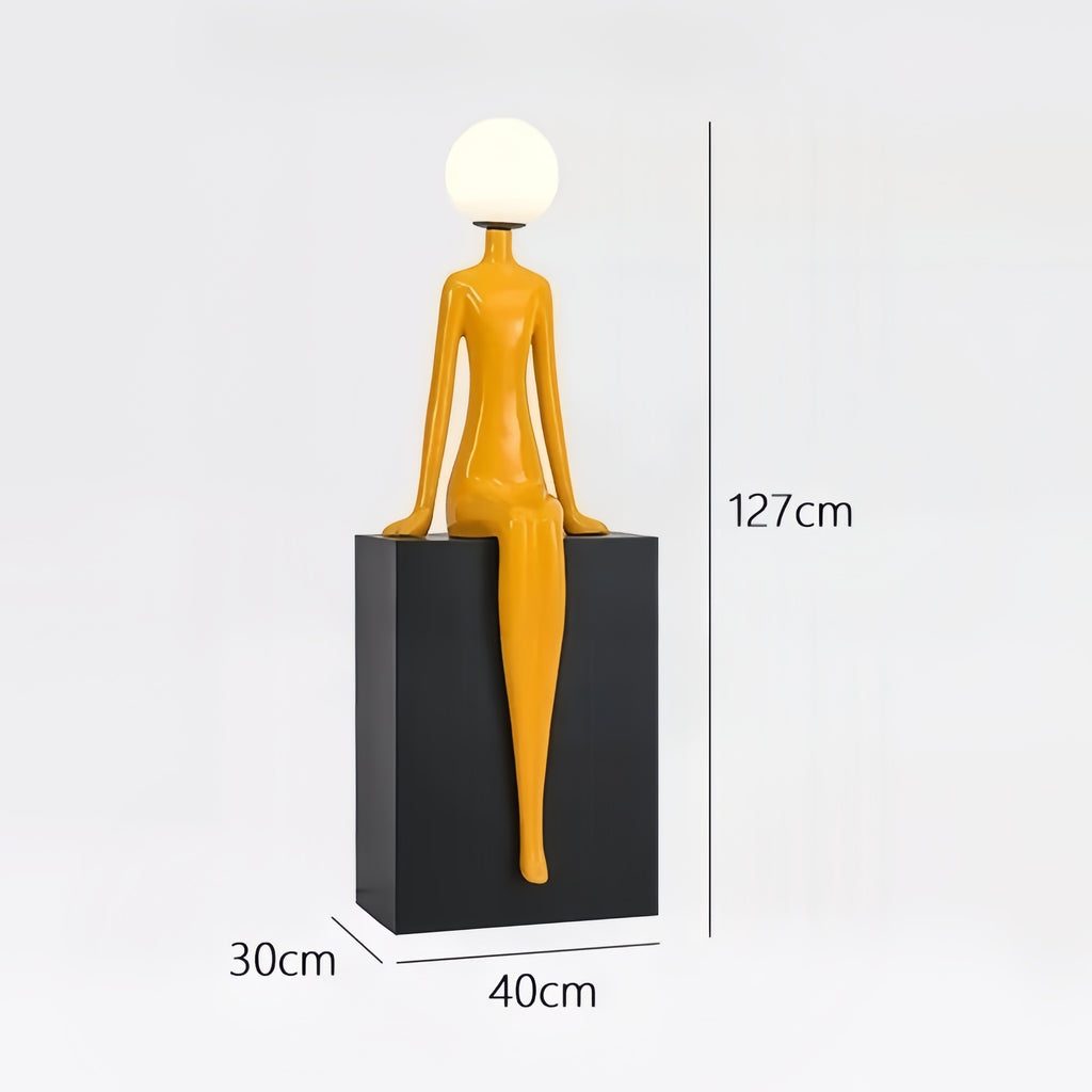 Sitting posture statue floor lamp