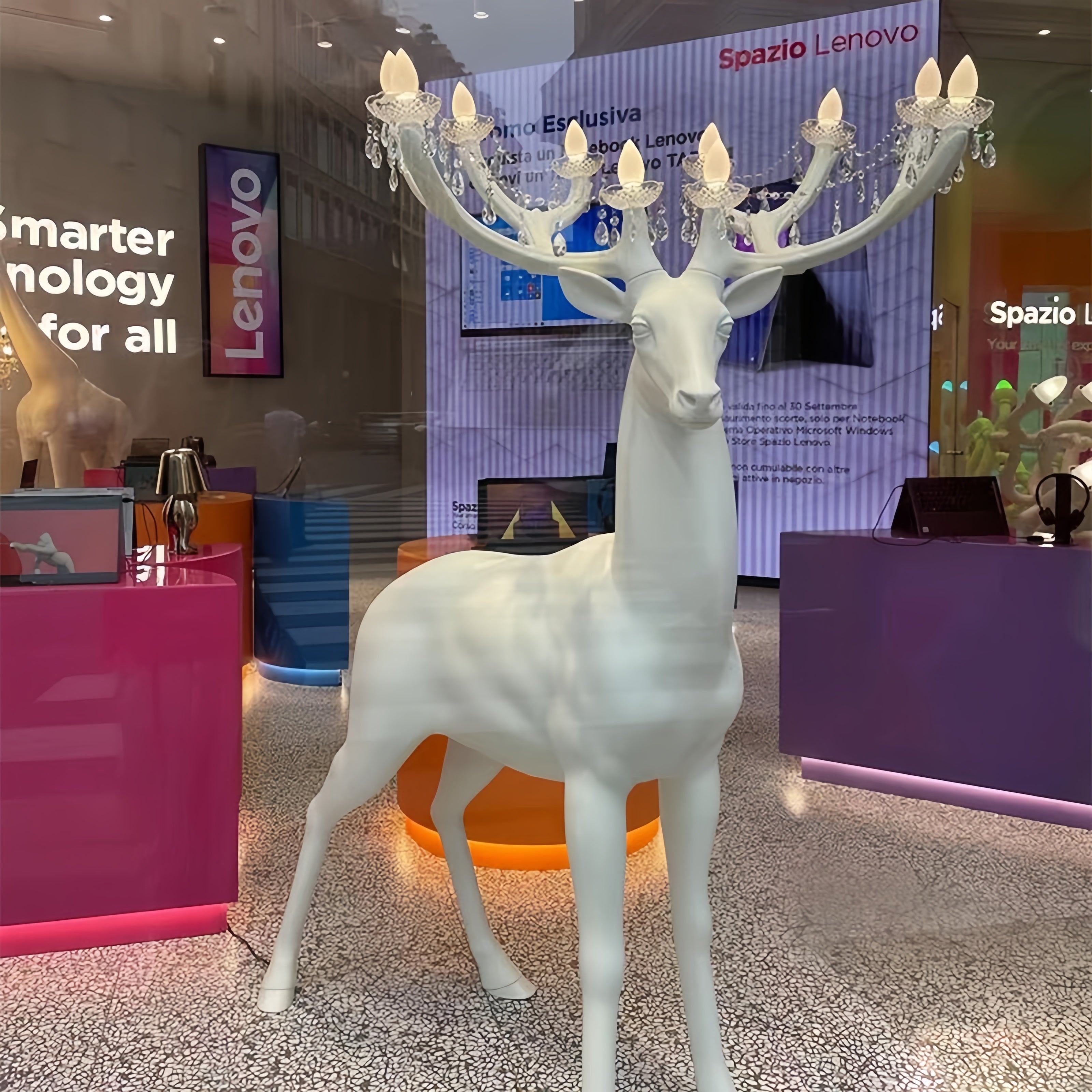 White Deer Sculpture Indoor/outdoor Novelty Lamp