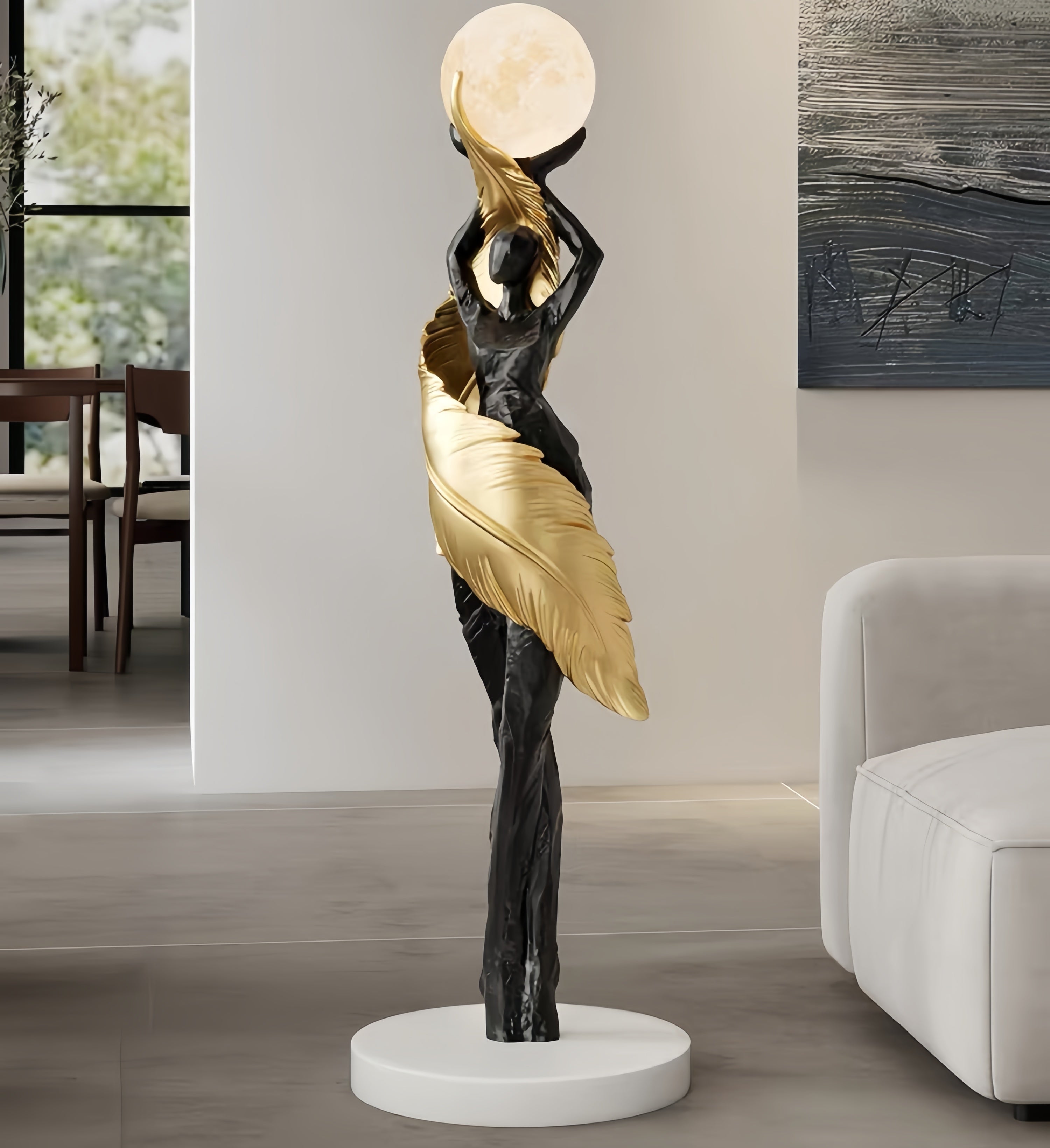 Wing Angel Sculpture Novelty Floor Lamp Hugger Ball
