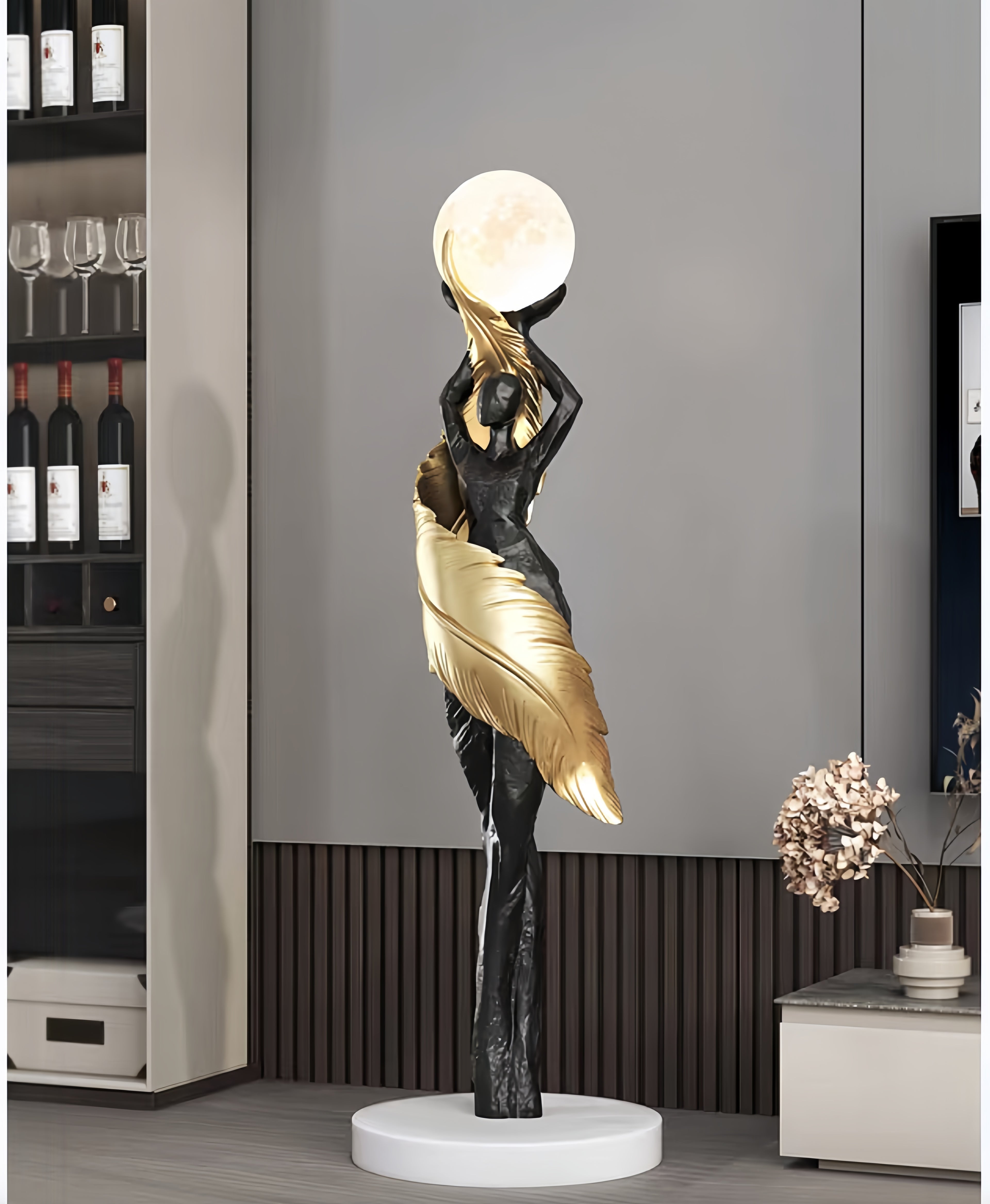 Wing Angel Sculpture Novelty Floor Lamp Hugger Ball