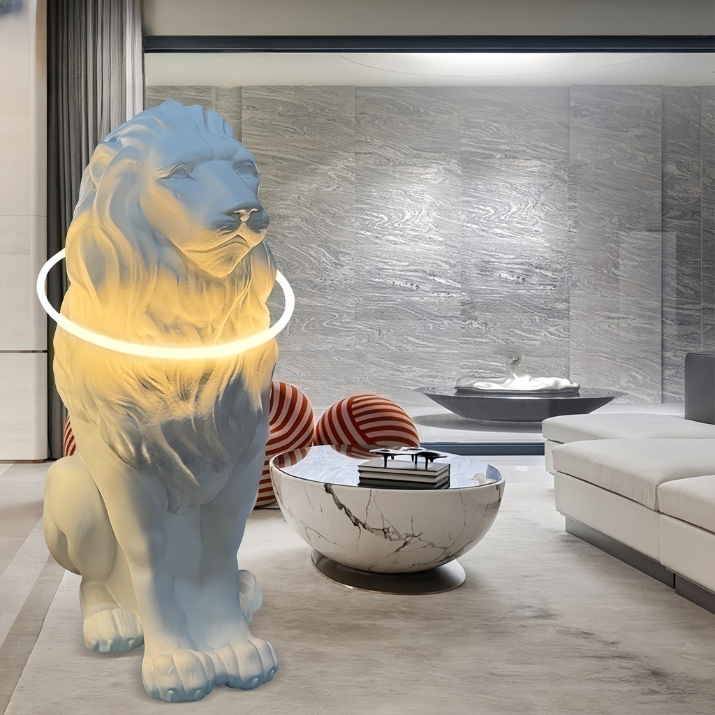 53.2'' Stand Lion Sculpture With Led Novelty Floor Lamp