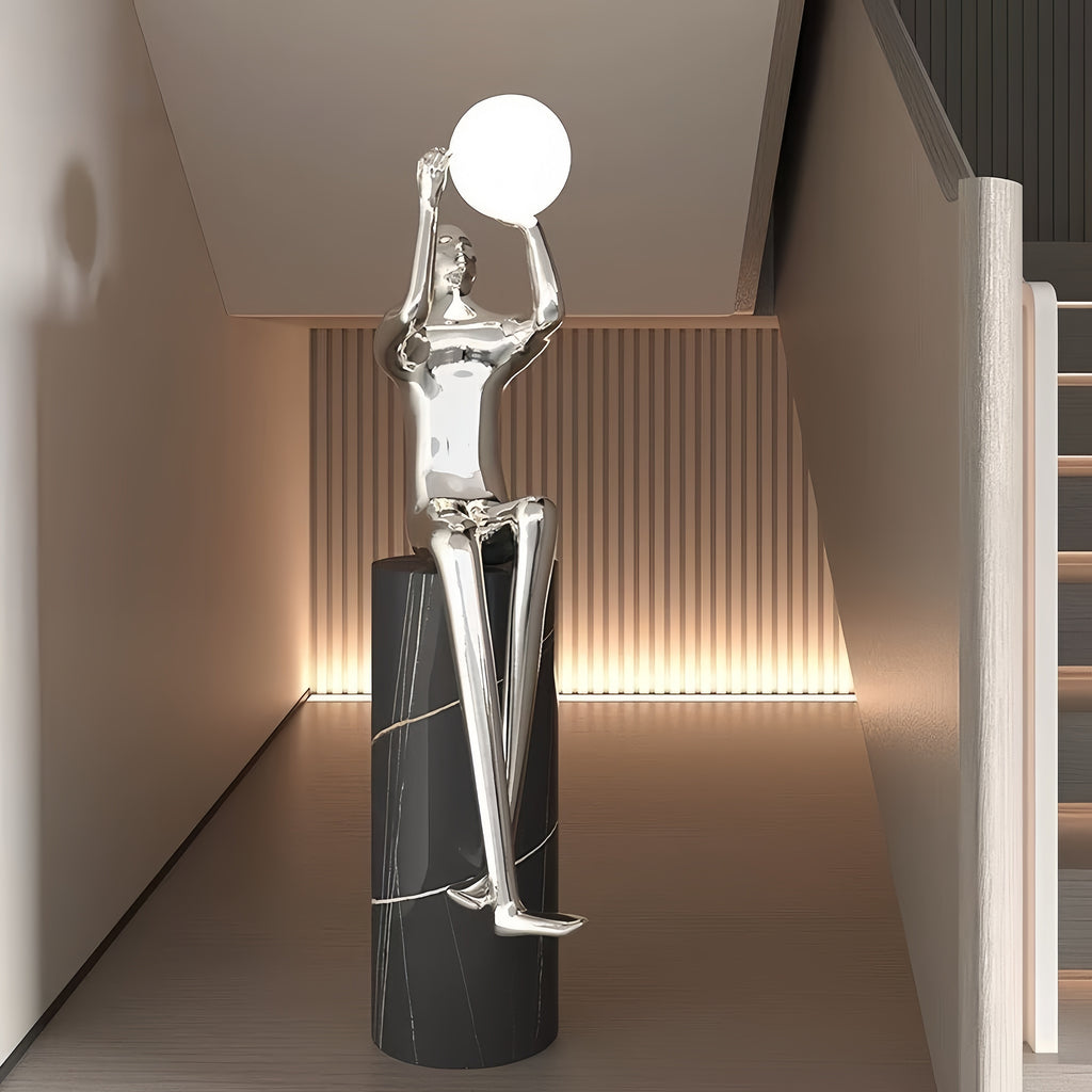 Hand held ball sitting posture statue floor lamp