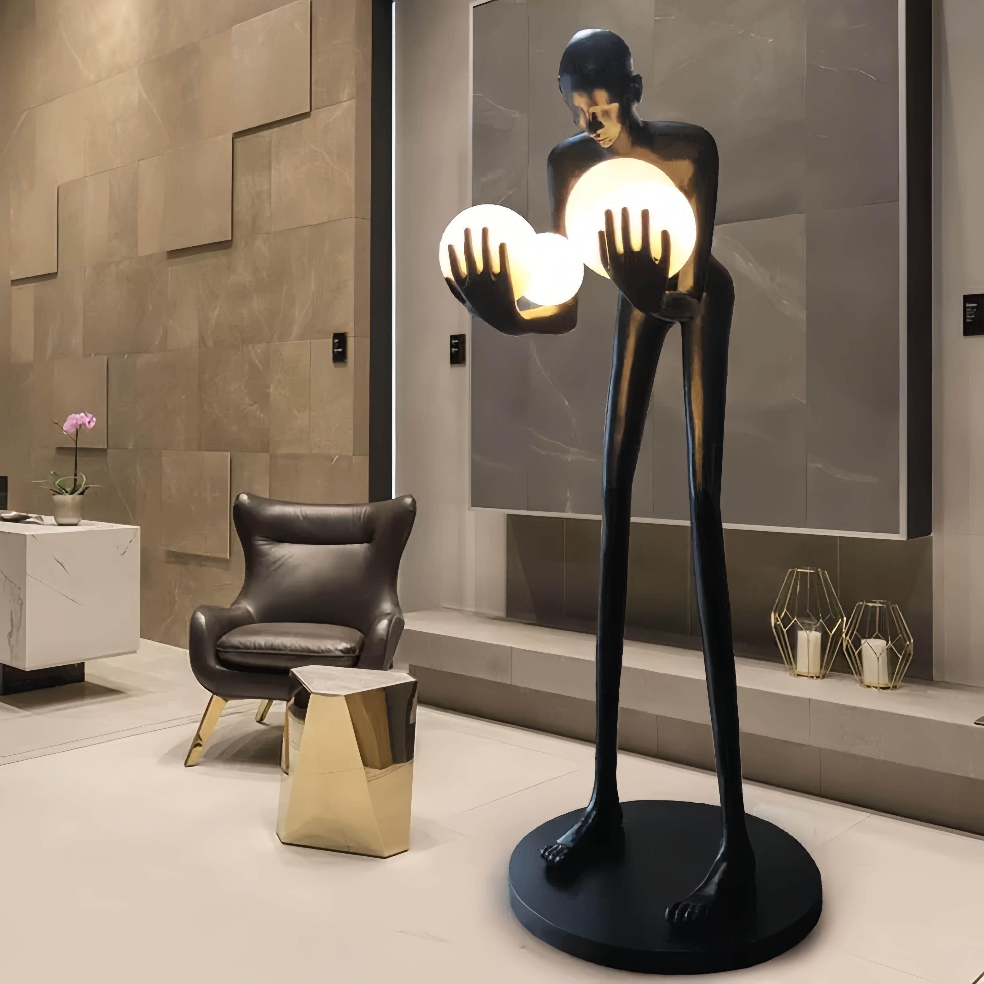 71''Modern Human Art Sculpture Shaped Novelty Floor Lamp Hugger Ball