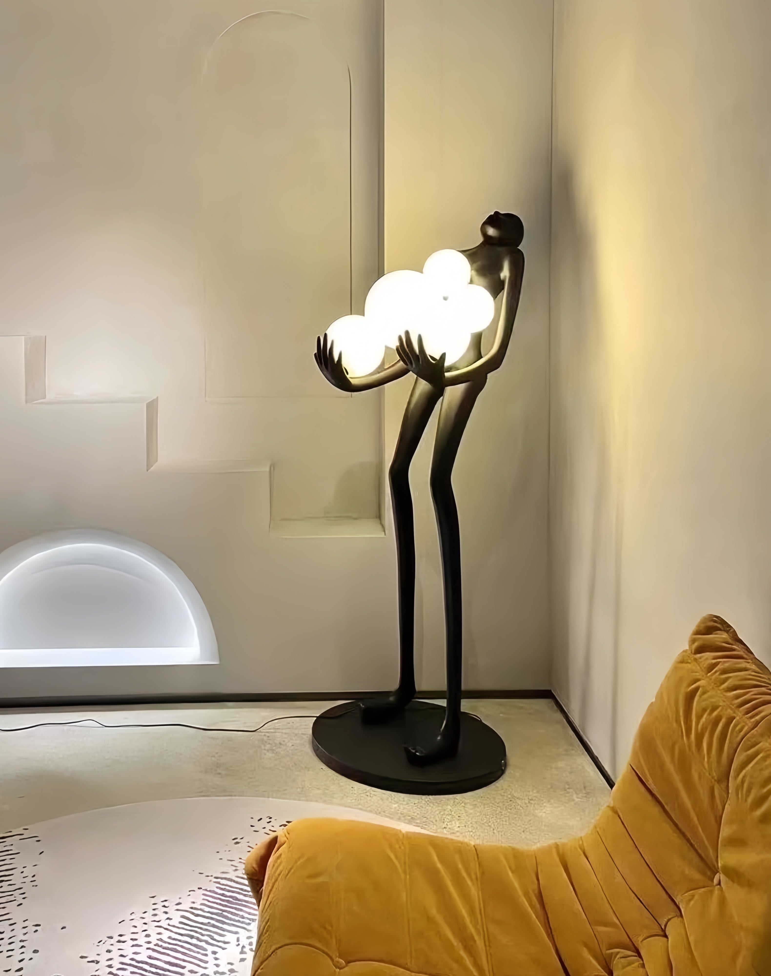 71''Modern Human Art Sculpture Shaped Novelty Floor Lamp Hugger Ball