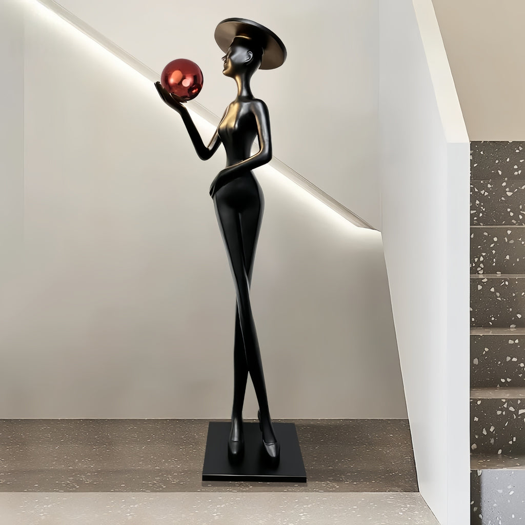 Hat Girl Sculpture Floor Lamp