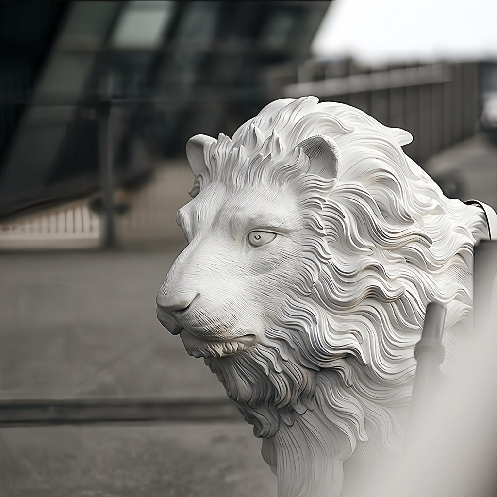 White Lion Sculpture With Led Novelty Floor Lamp