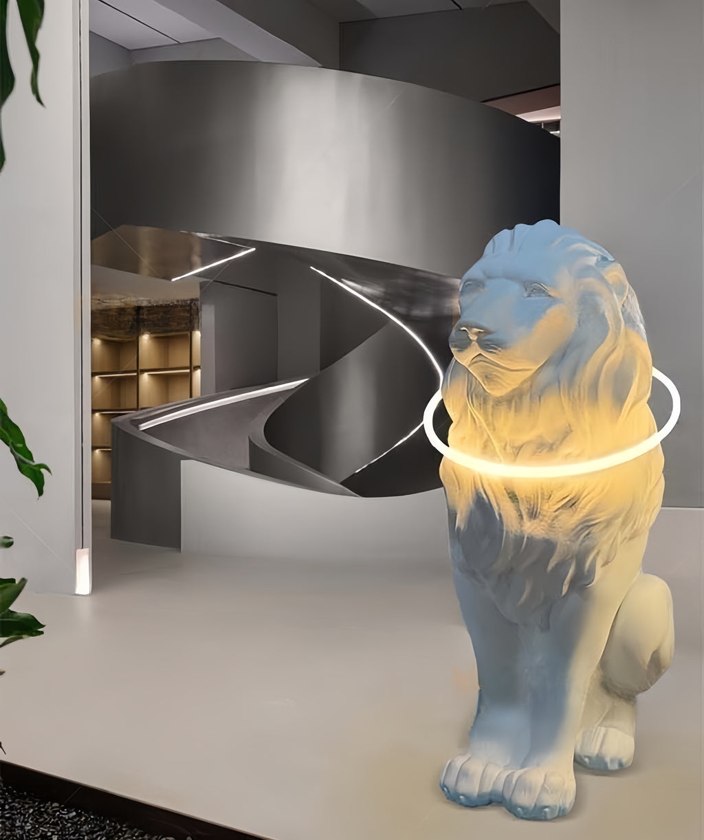 53.2'' Stand Lion Sculpture With Led Novelty Floor Lamp