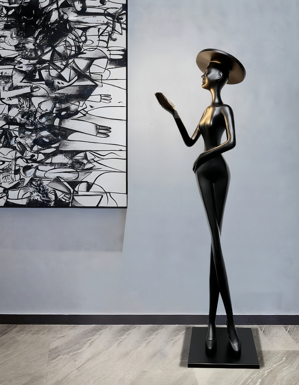 Hat Girl Sculpture Floor Lamp