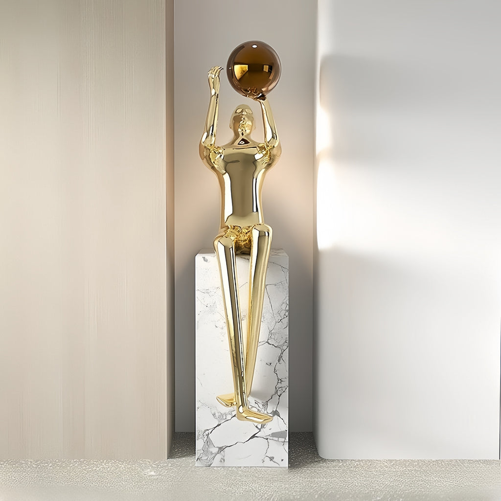 Hand held ball sitting posture statue floor lamp