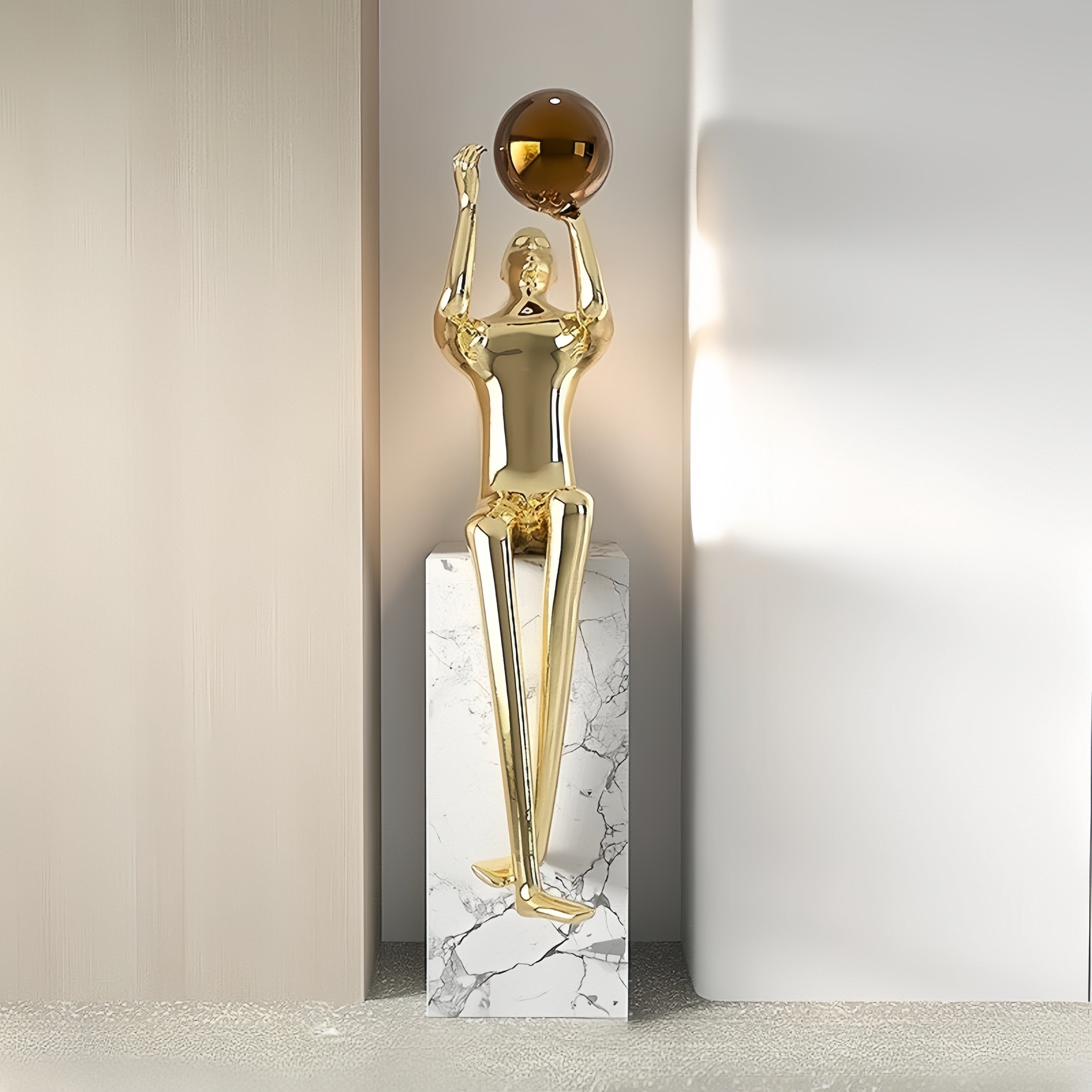 Hand held ball sitting posture statue floor lamp