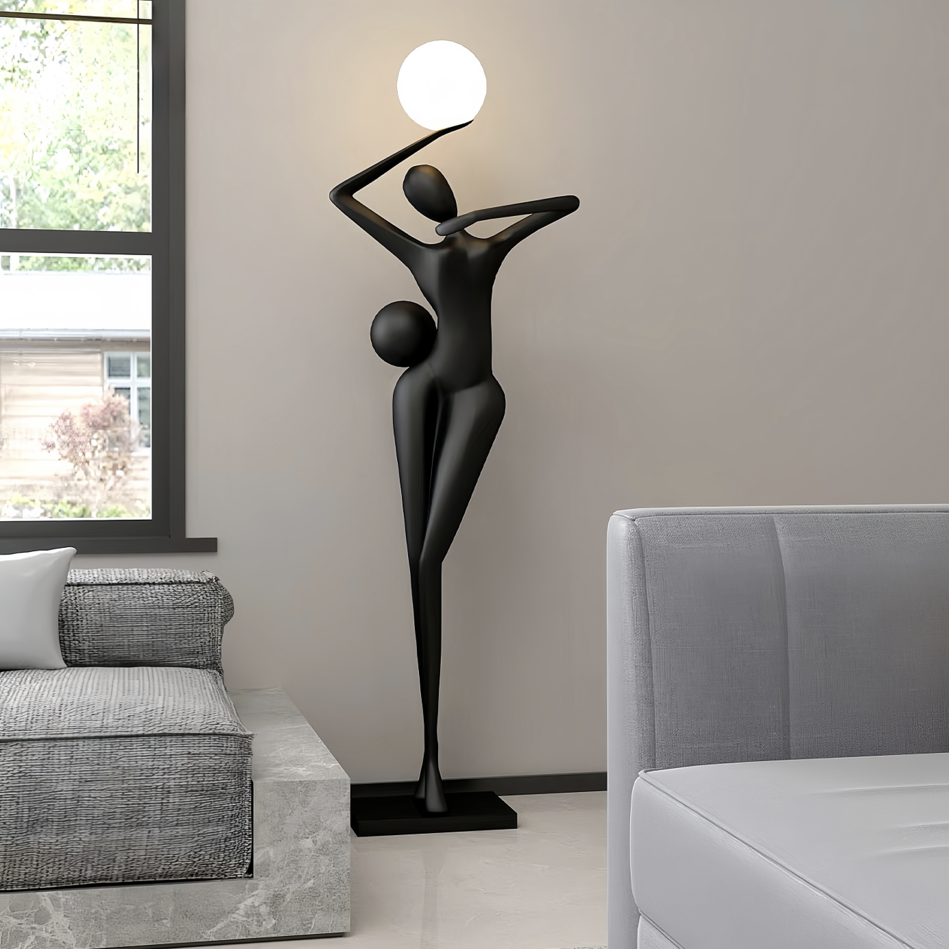 Modern style abstract art figure sculpture floor lamp