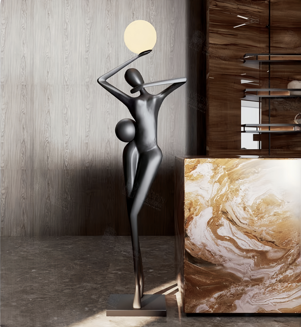 Modern style abstract art figure sculpture floor lamp
