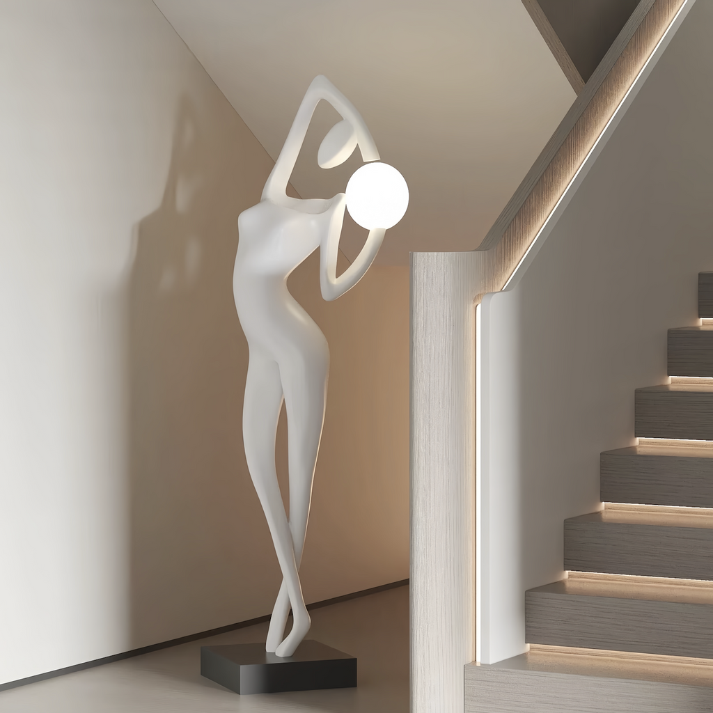 Modern style abstract held ball art sculpture floor lamp