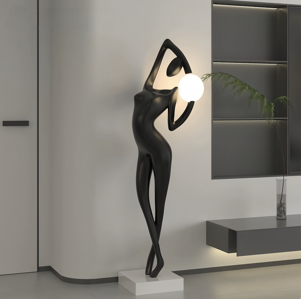 Modern style abstract held ball art sculpture floor lamp