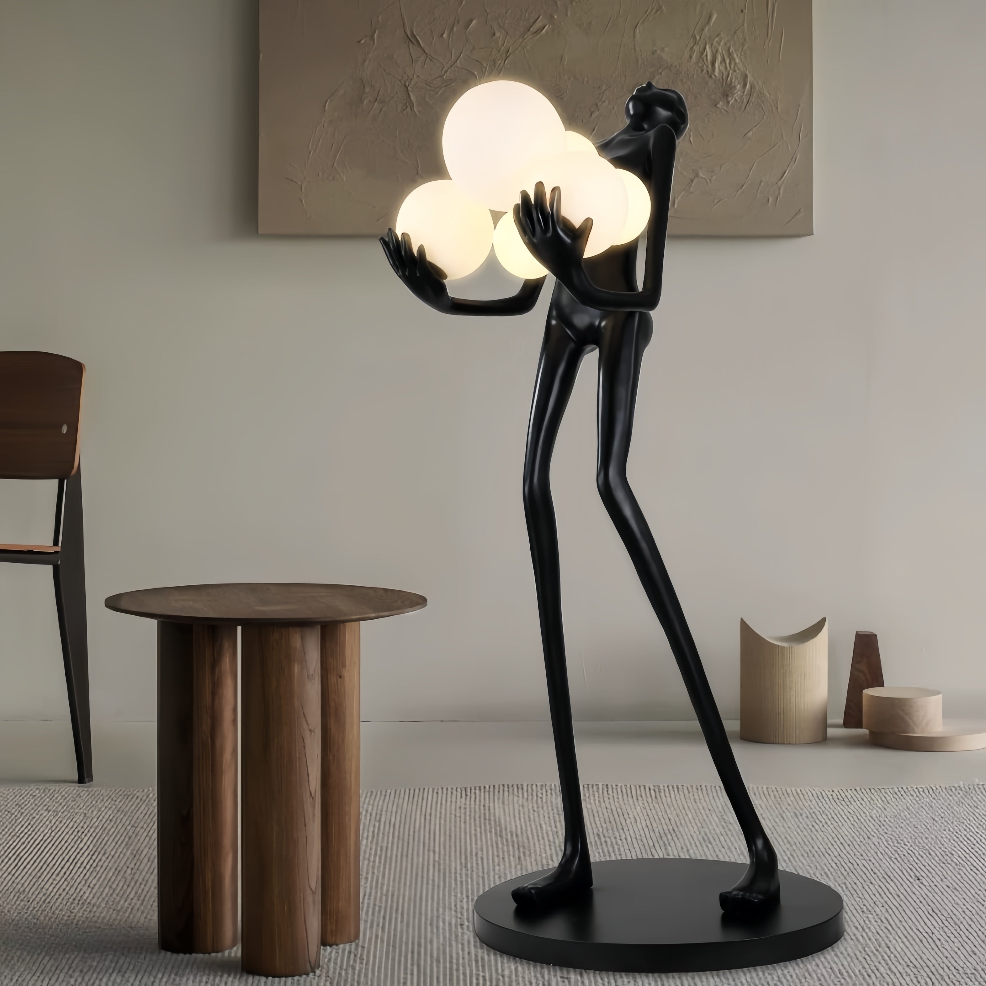 71''Modern Human Art Sculpture Shaped Novelty Floor Lamp Hugger Ball