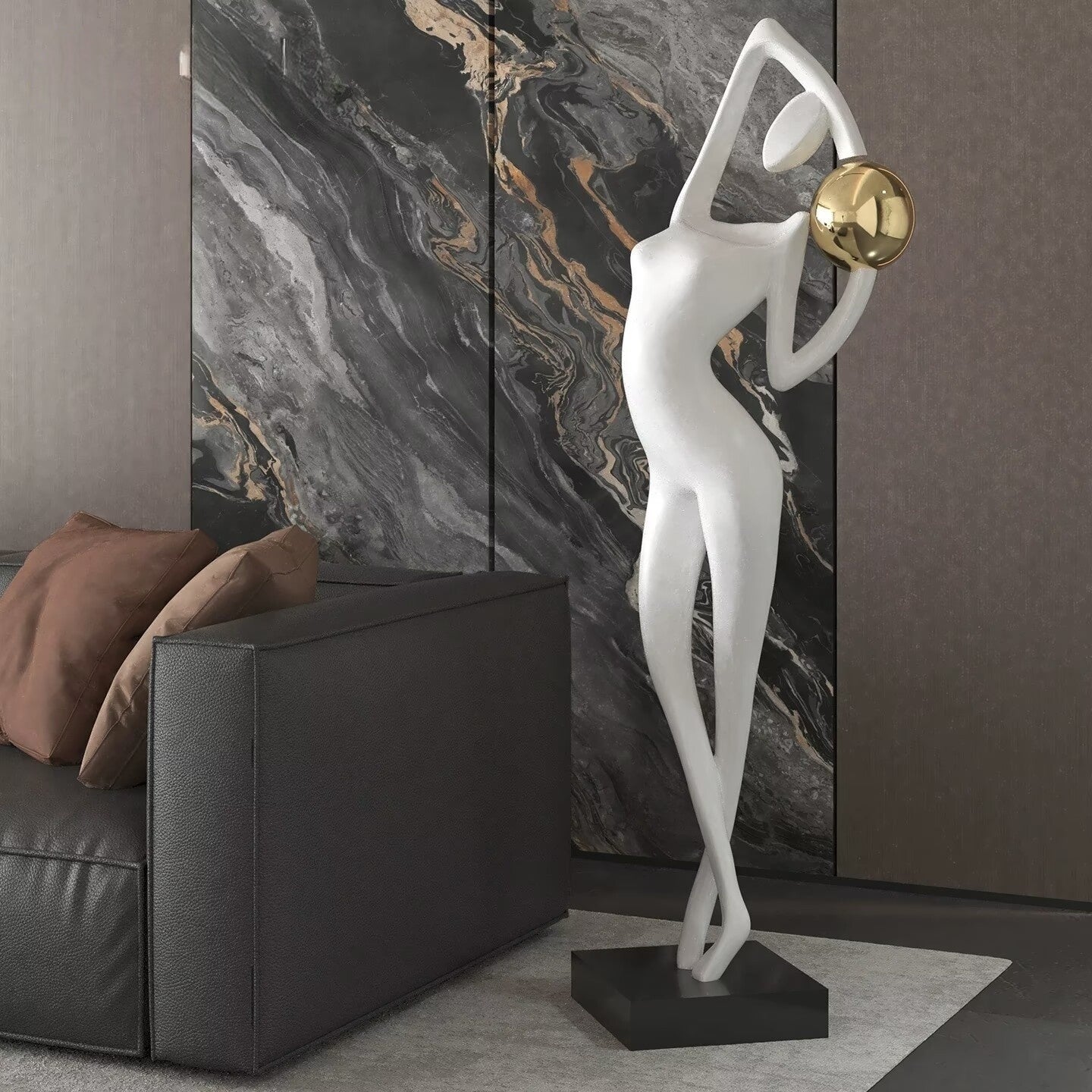 Modern style abstract held ball art sculpture floor lamp