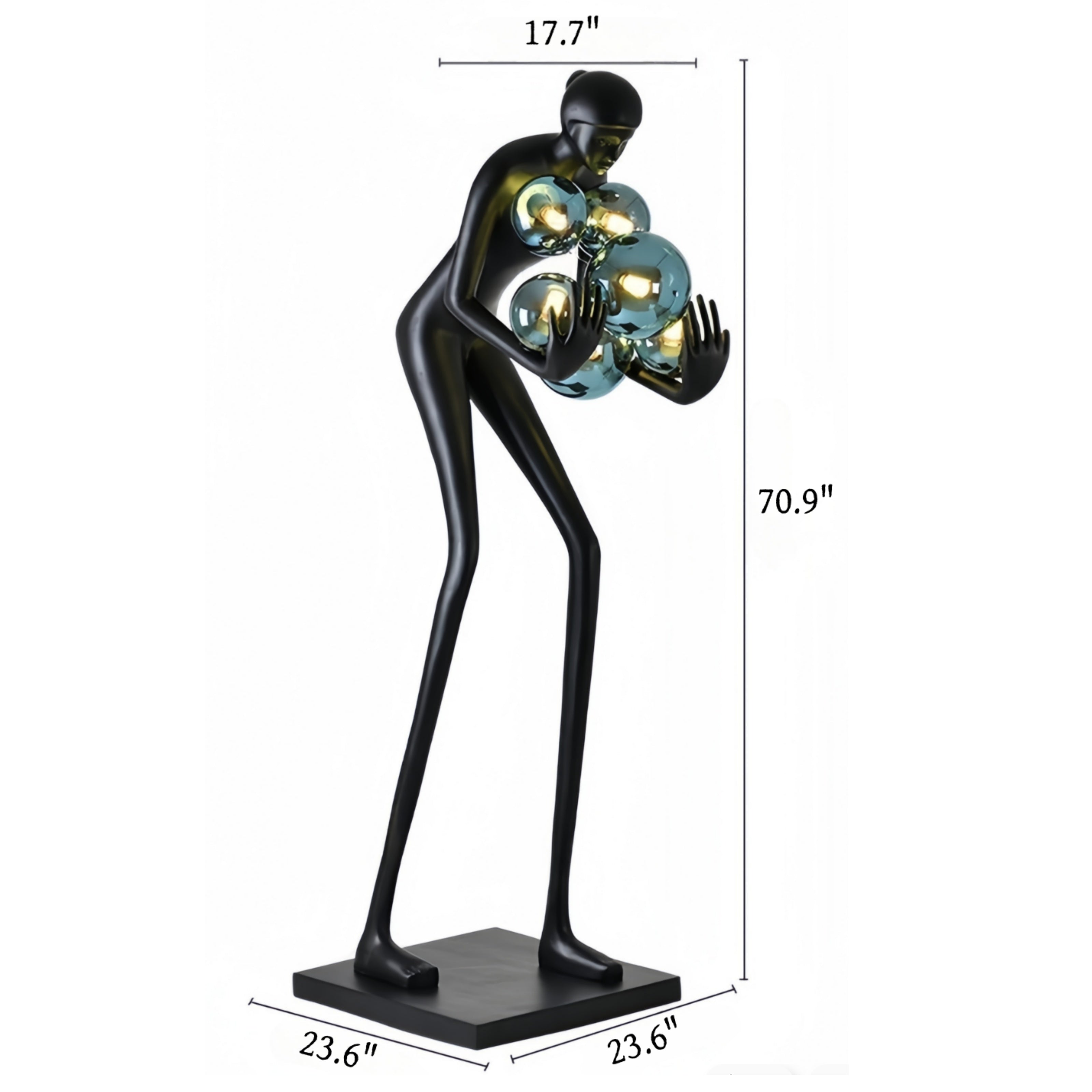 71''modern Human Art Sculpture Shaped Novelty Floor Lamp Hugger Color Ball